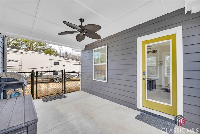 view of patio / terrace with ceiling fan