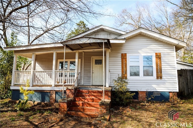 bungalow-style house featuring a porch