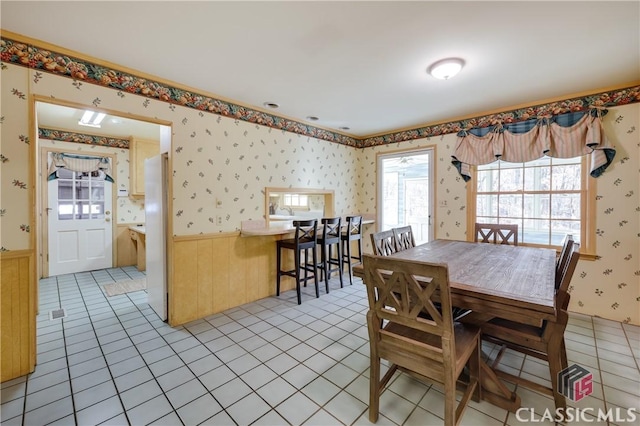 view of tiled dining area