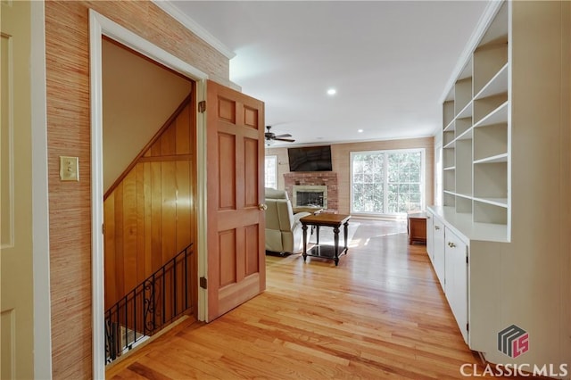 hallway with light wood-type flooring