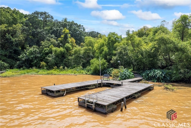 view of dock featuring a water view