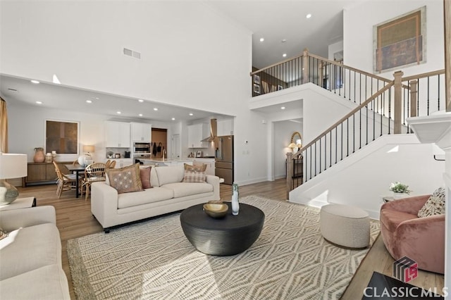 living room featuring light hardwood / wood-style flooring