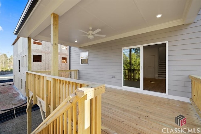 deck featuring ceiling fan