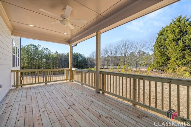 deck featuring ceiling fan