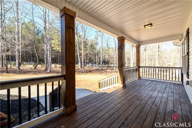 wooden terrace with covered porch