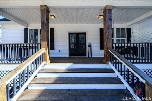 view of exterior entry with french doors