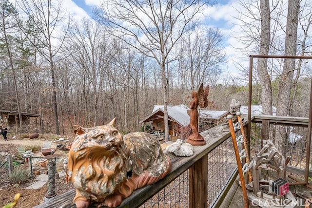 view of yard with a wooden deck