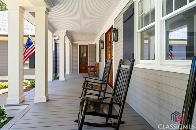 wooden deck with a porch