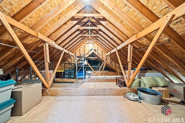 view of unfinished attic