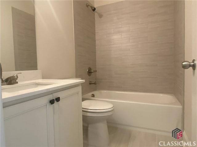 216 Montview Dr, Jefferson, GA 30549 - full bath with toilet, shower / bath combination, vanity, and tile patterned flooring