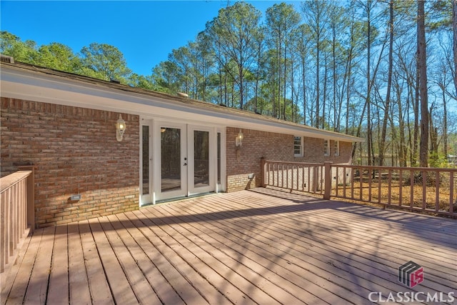 wooden deck with french doors