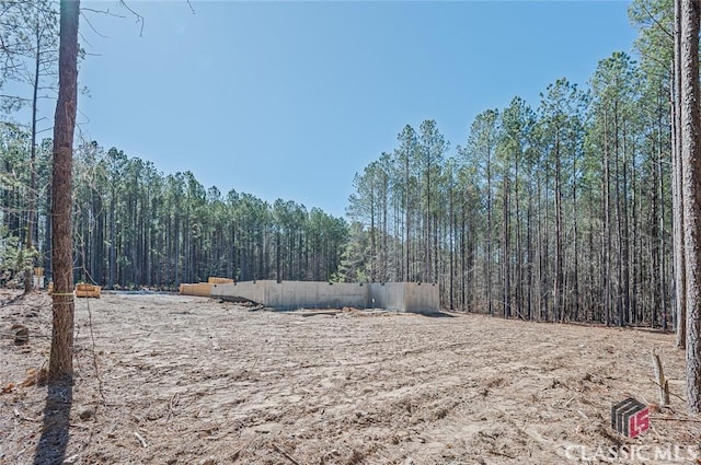 view of local wilderness featuring a forest view