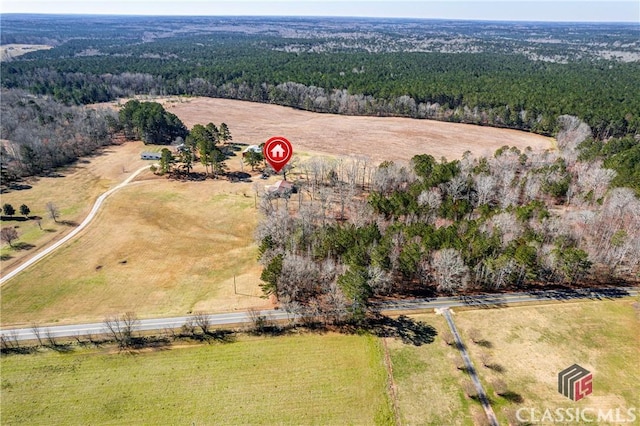 drone / aerial view featuring a rural view