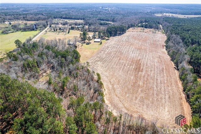 aerial view featuring a rural view