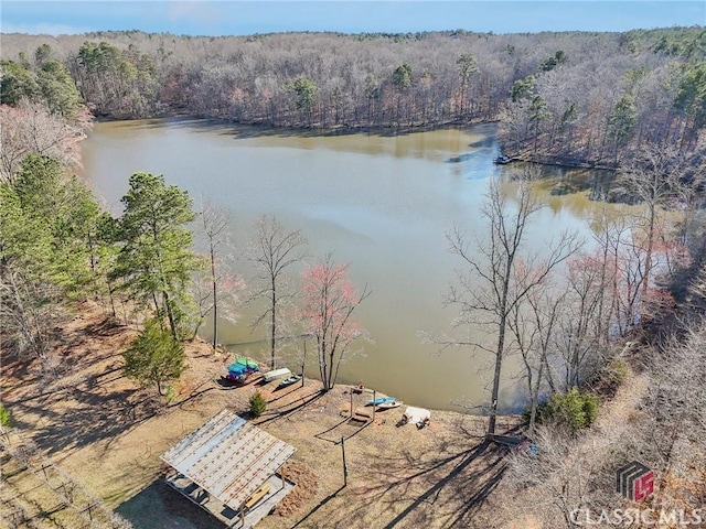 property view of water with a view of trees