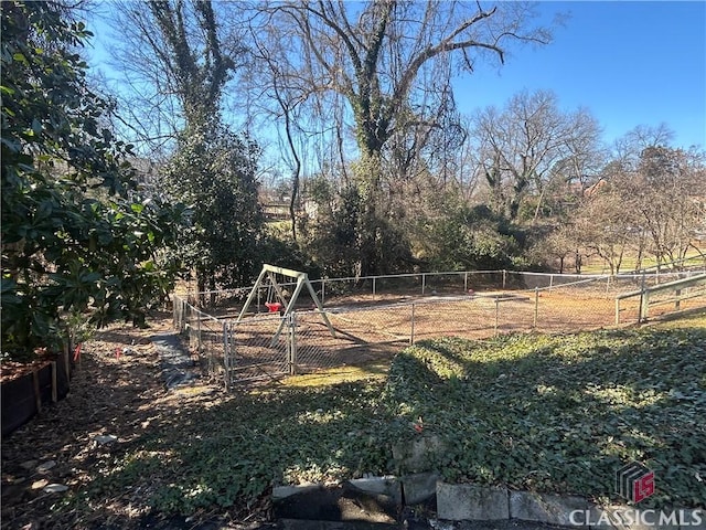 view of yard with fence