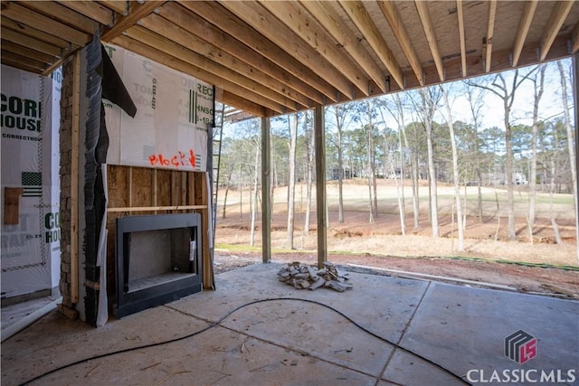 view of patio featuring an outdoor fireplace