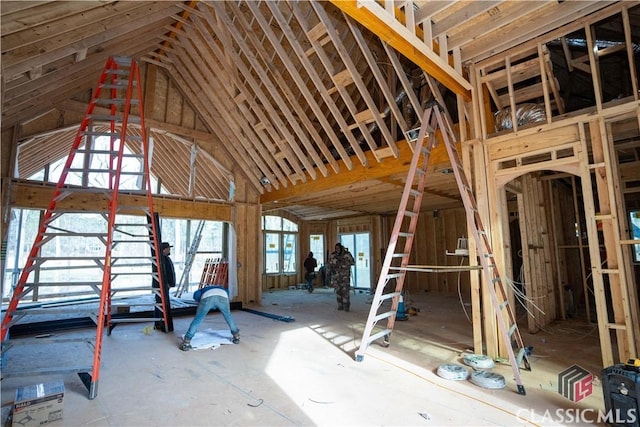 misc room with vaulted ceiling