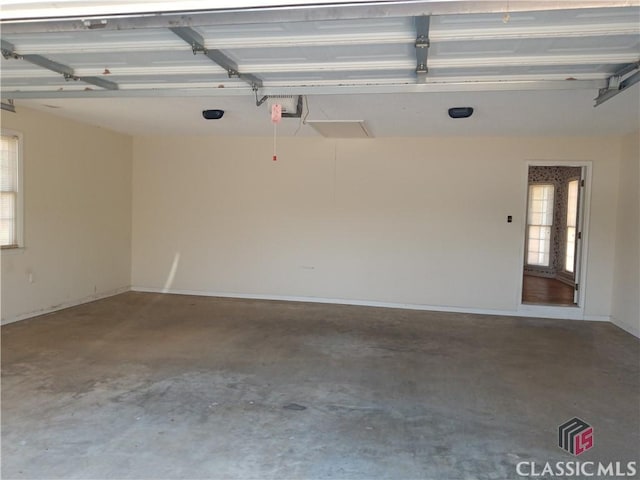 garage with a garage door opener