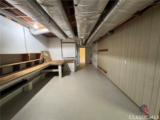 view of unfinished basement