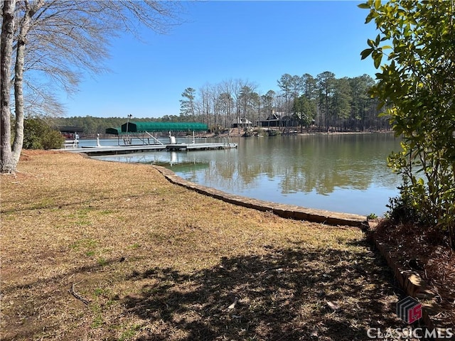 view of dock featuring a water view