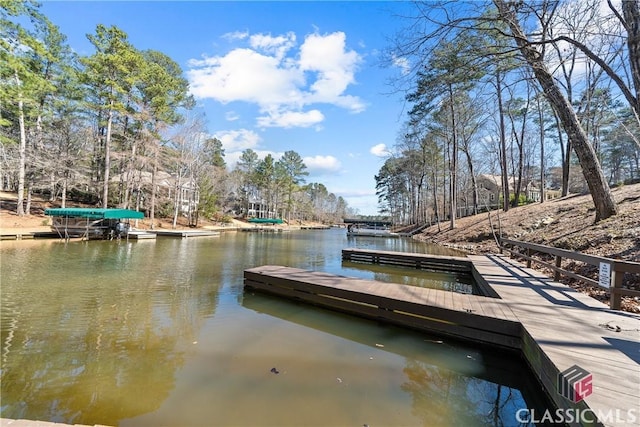 dock area featuring a water view