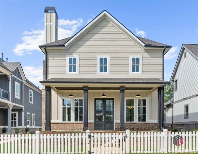 1380 Melody Bnd Unit 45, Watkinsville, GA 30677 - view of front of home featuring brick siding, french doors, covered porch, and a fenced front yard