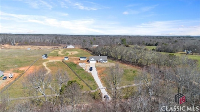 bird's eye view with a rural view