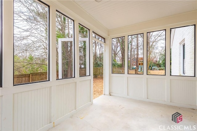 view of unfurnished sunroom