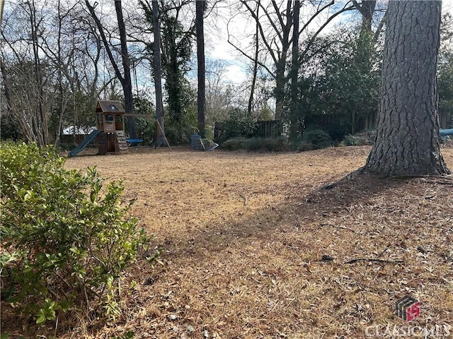 view of yard with a playground