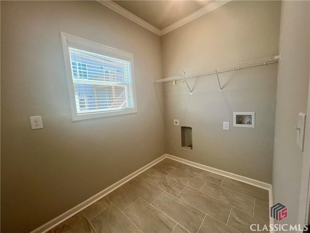 washroom with laundry area, washer hookup, hookup for an electric dryer, and baseboards