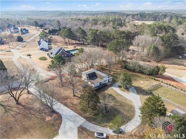 drone / aerial view with a rural view