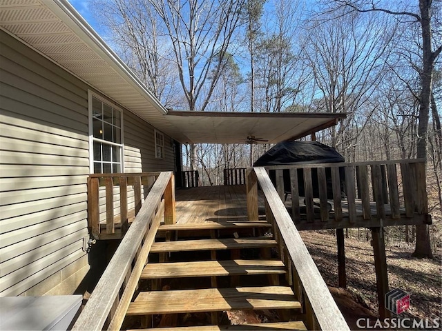 wooden terrace with stairway