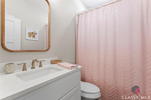 bathroom with toilet and vanity