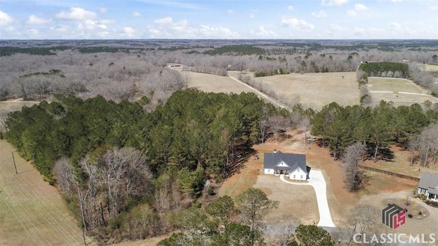 aerial view featuring a rural view