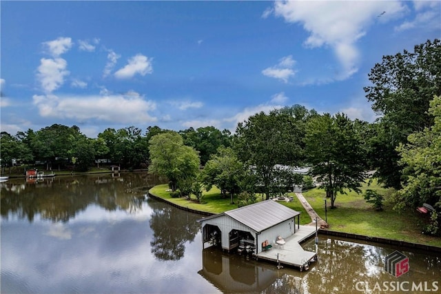 view of dock featuring a water view