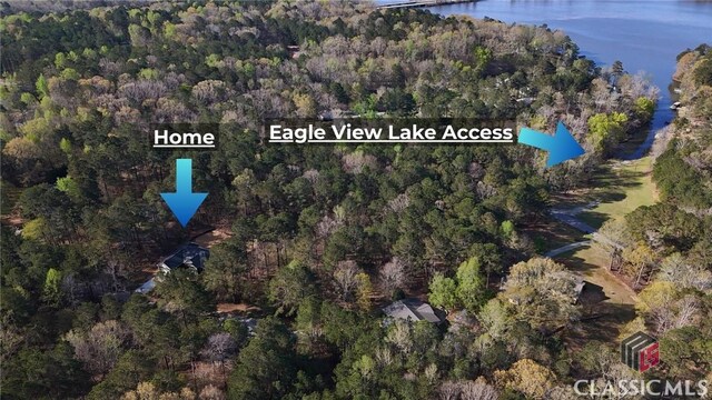 2850 Caboose Ct, Greensboro, GA 30642 - bird's eye view featuring a water view and a wooded view