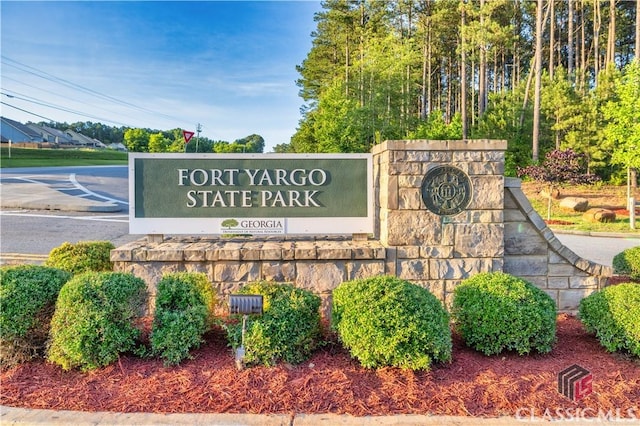 view of community sign