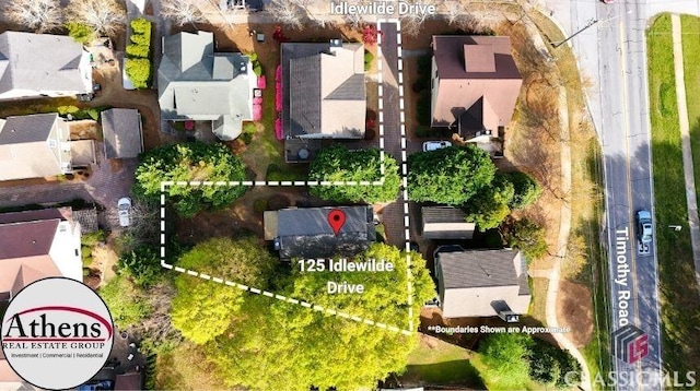 drone / aerial view with a residential view