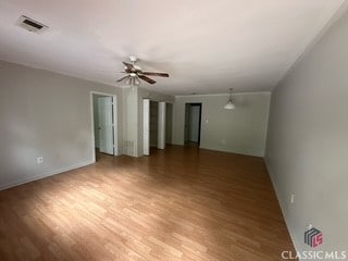 625 Whitehall Rd, Athens, GA 30605 - empty room with wood finished floors and ceiling fan