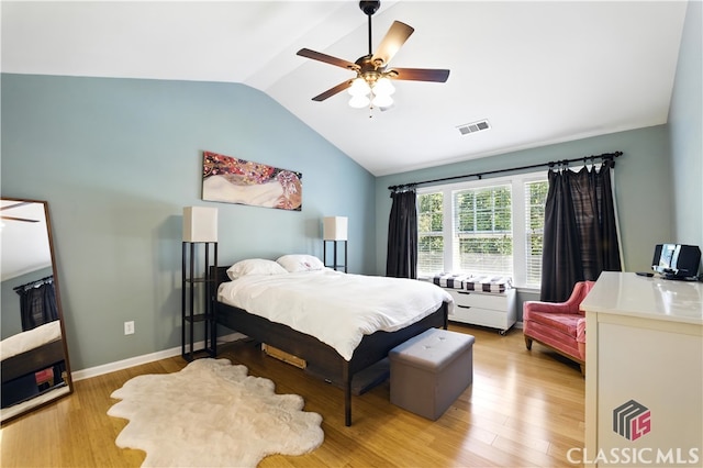 340 Hammersmith Dr, Suwanee, GA 30024 - bedroom with lofted ceiling, light wood-style flooring, and ceiling fan