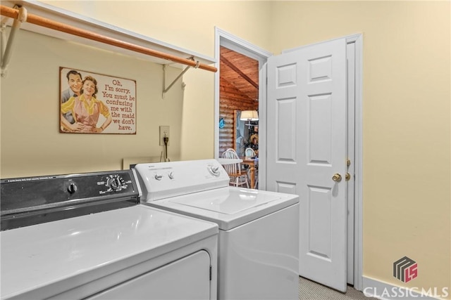washroom with laundry area and washer and clothes dryer
