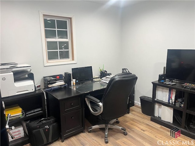 office area featuring light wood-type flooring