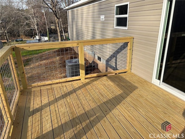 wooden deck with cooling unit