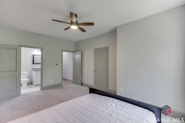 4208 Sierra Creek Ct, Hoschton, GA 30548 - bedroom with carpet flooring, ensuite bath, ceiling fan, and baseboards