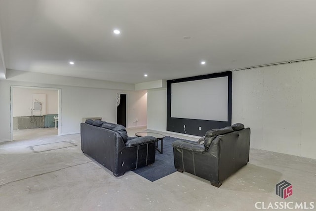4208 Sierra Creek Ct, Hoschton, GA 30548 - home theater featuring recessed lighting and concrete floors