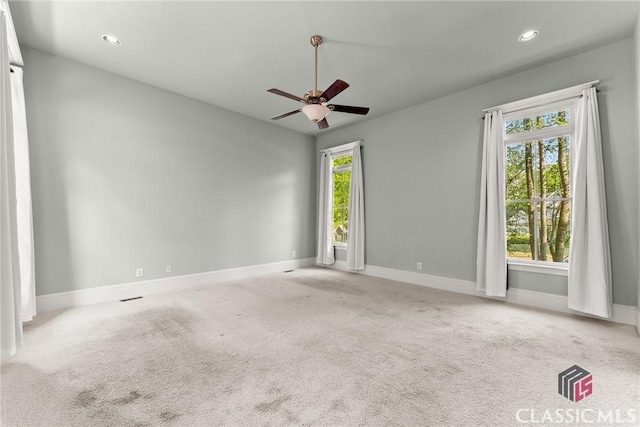147 Rapids Dr, Bogart, GA 30622 - carpeted empty room featuring a ceiling fan, recessed lighting, and baseboards