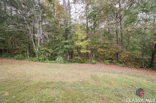 view of yard featuring a view of trees