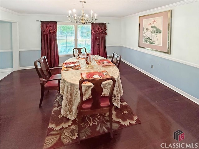 155 Broomsedge Trl, Athens, GA 30605 - dining space featuring baseboards, ornamental molding, and a chandelier