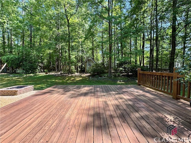 deck featuring a fire pit